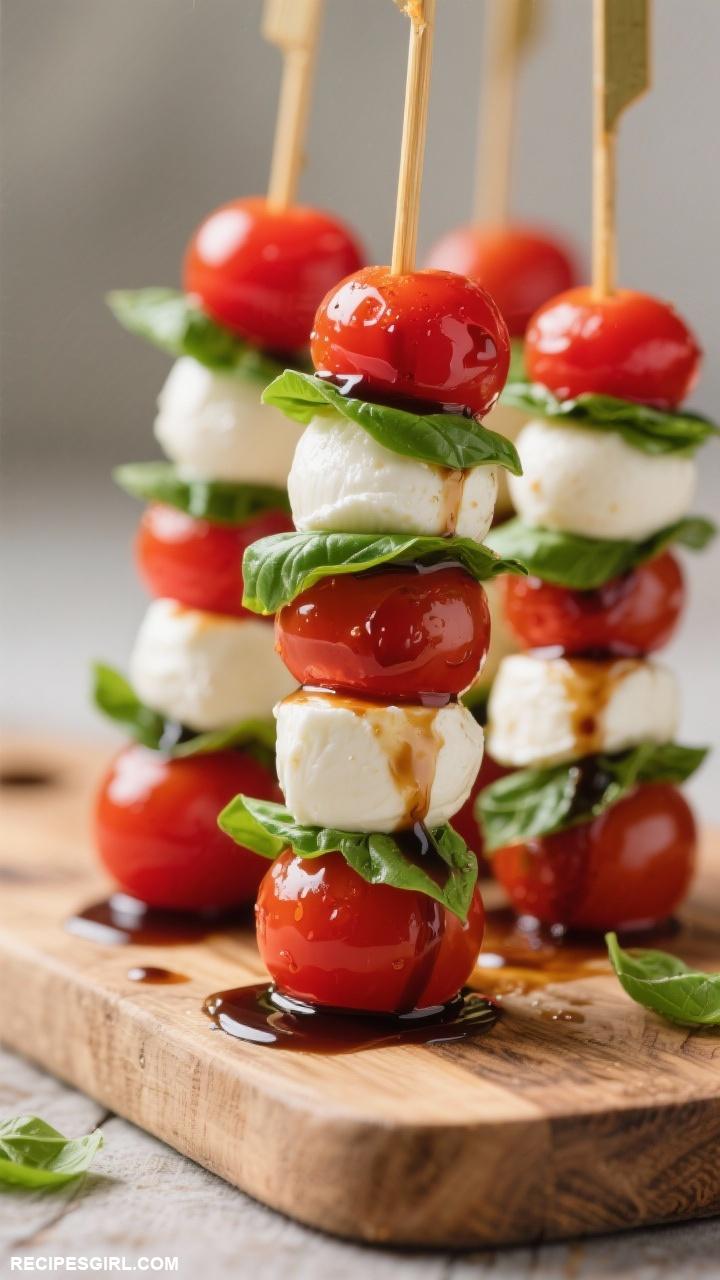 appetizer recipes Caprese Skewers with Balsamic Glaze