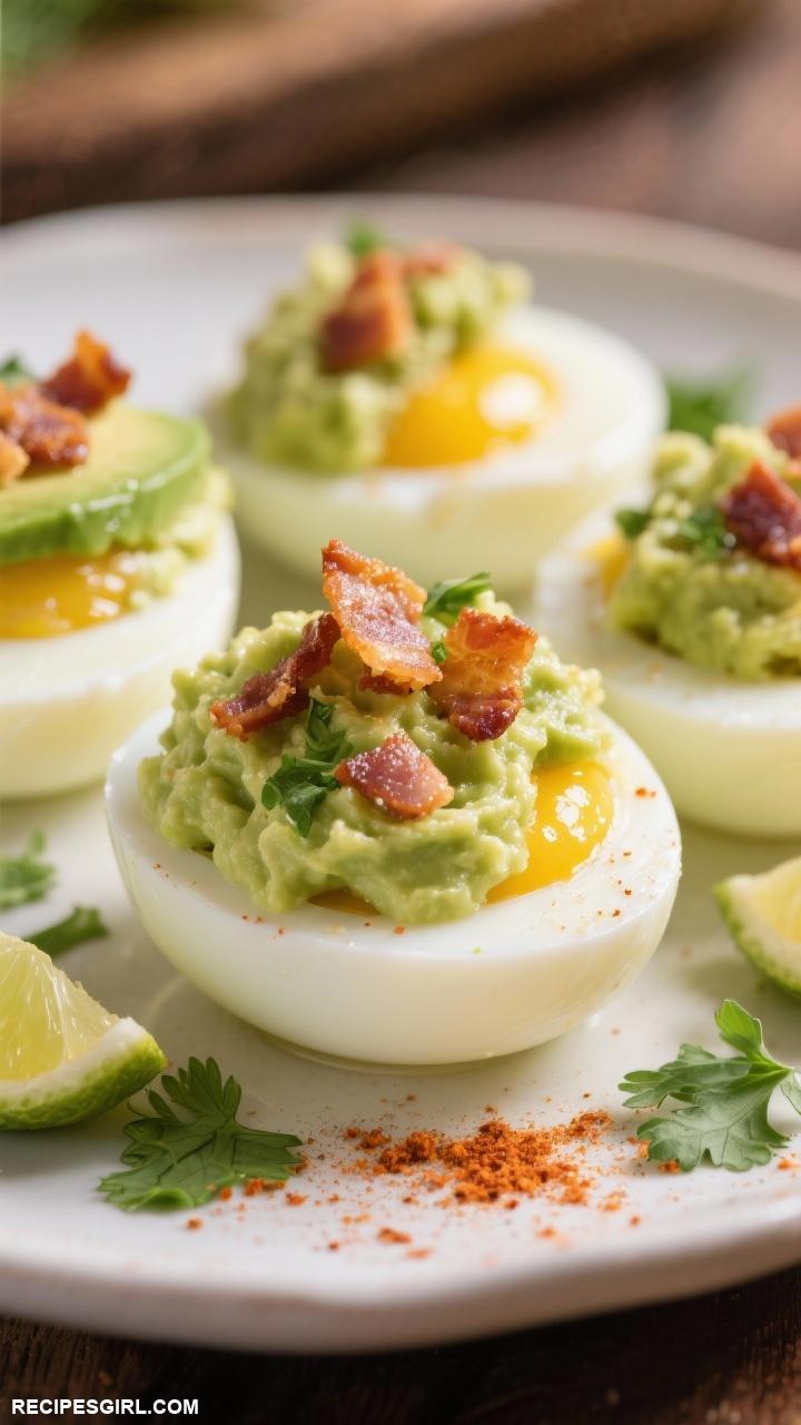 appetizer recipes Deviled Eggs with Avocado and Bacon