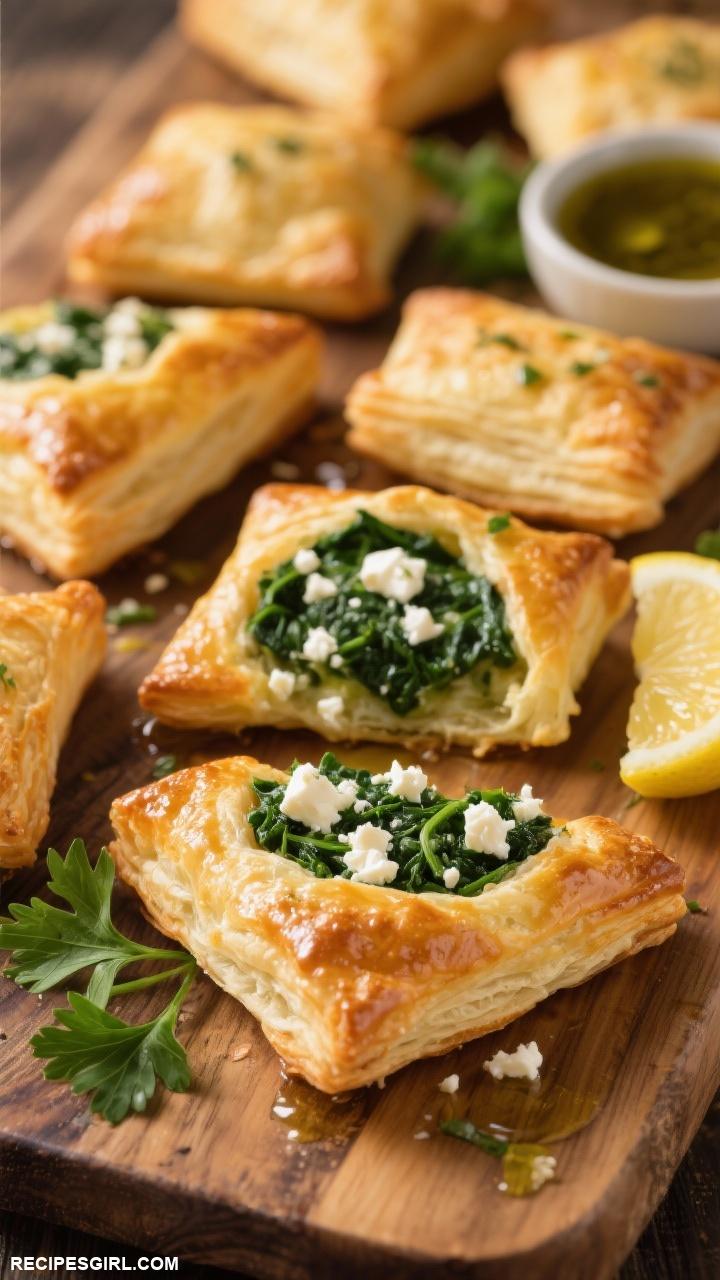 appetizer recipes Spinach and Feta Puff Pastry Bites