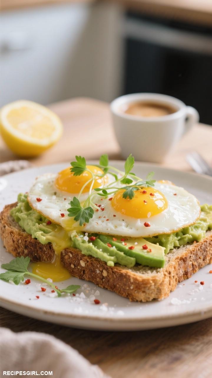 breakfast ideas Avocado Toast with Poached Eggs