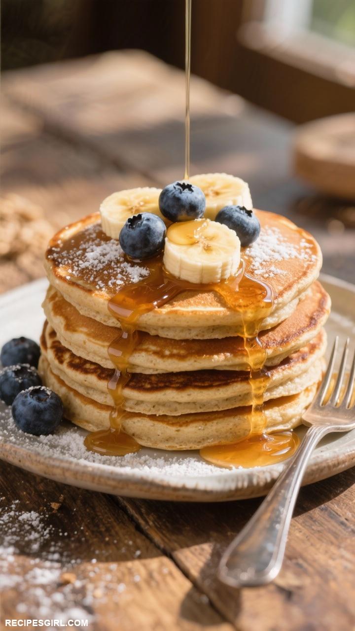 breakfast ideas Pancakes Made with Whole Wheat Flour and Maple Syrup