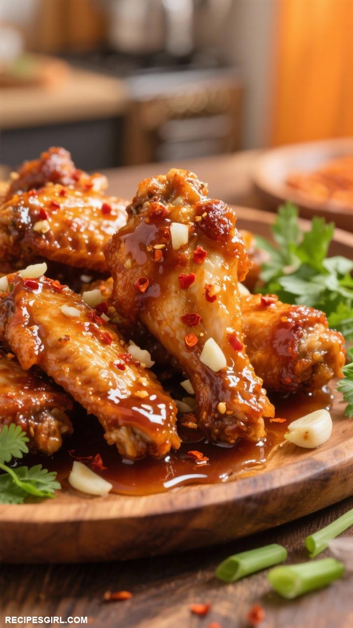 chicken recipes 3. Spicy Honey Garlic Chicken Wings