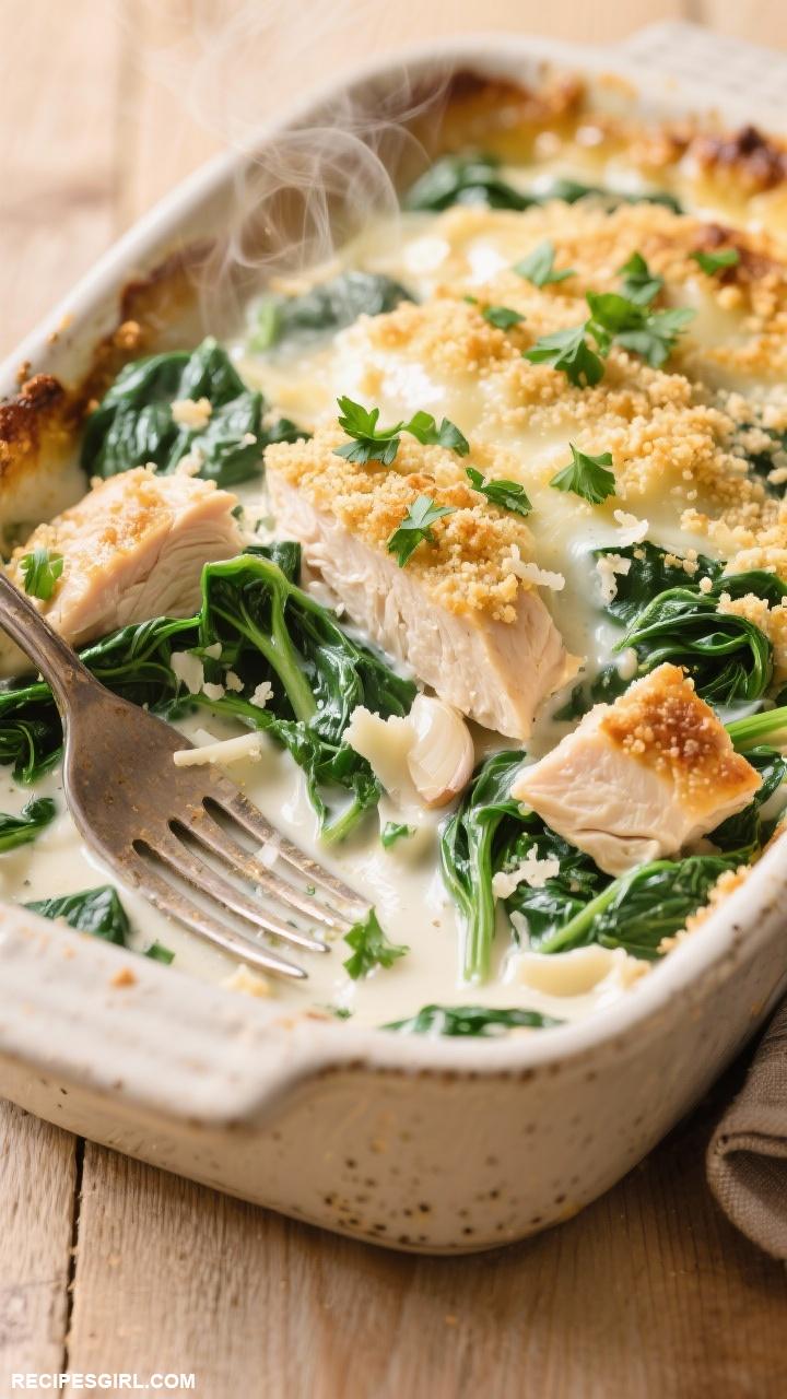chicken recipes 6. Creamy Spinach and Chicken Casserole