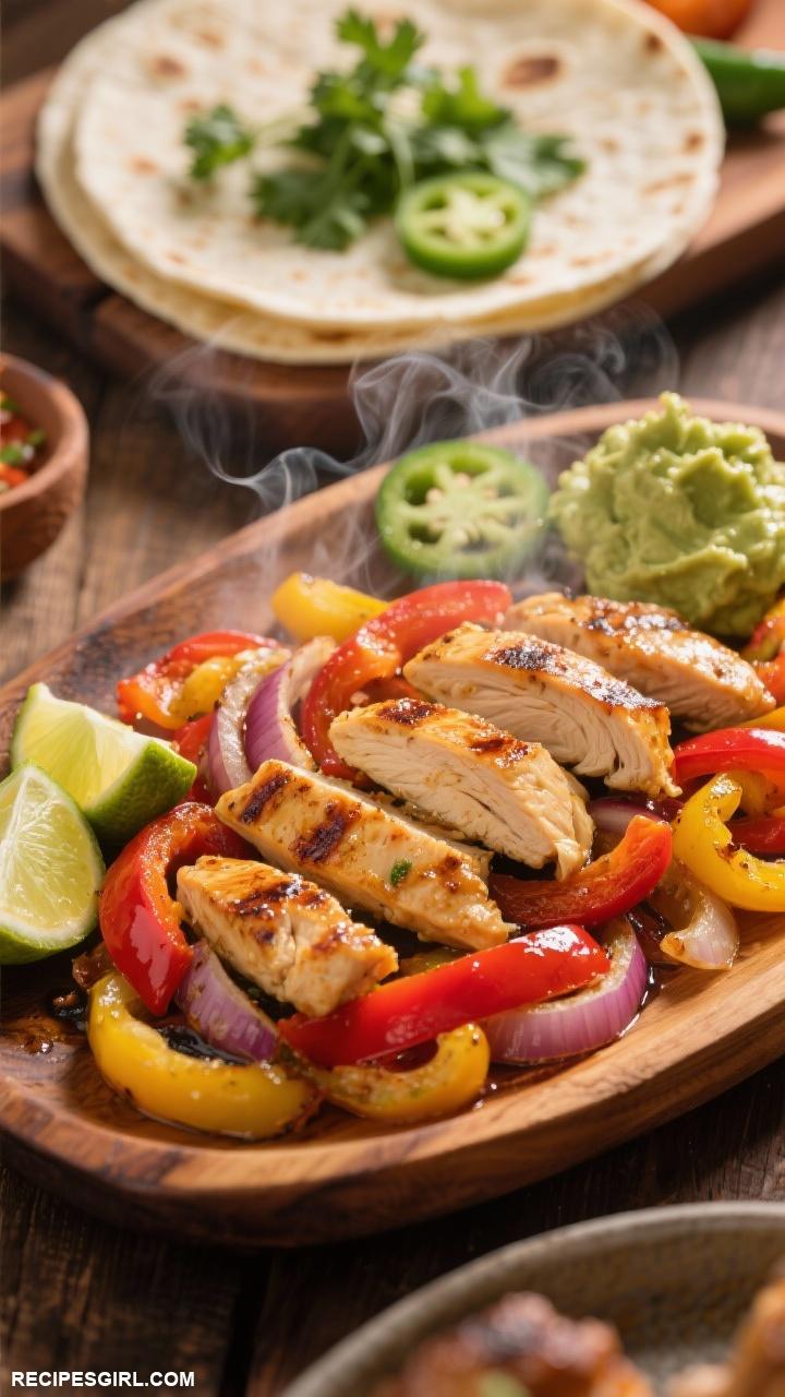 chicken recipes 9. Chicken Fajitas with Peppers and Onions