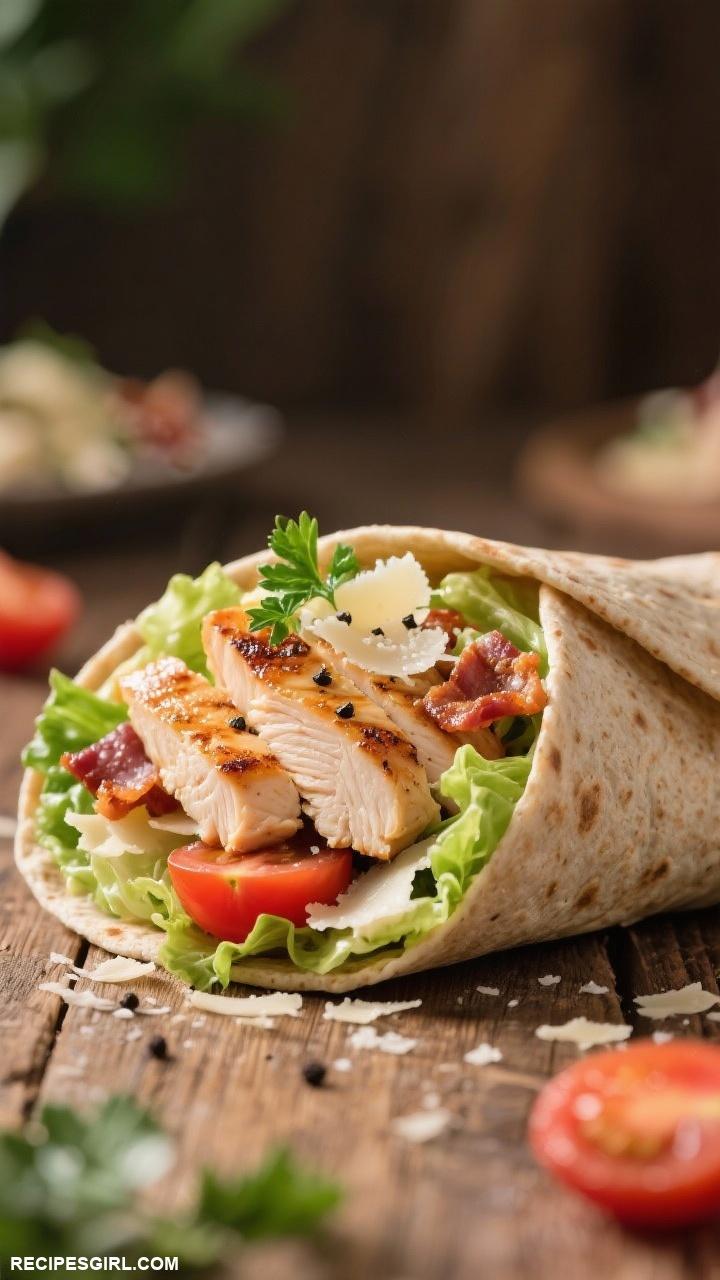 lunch ideas Grilled Chicken Caesar Salad Wrap