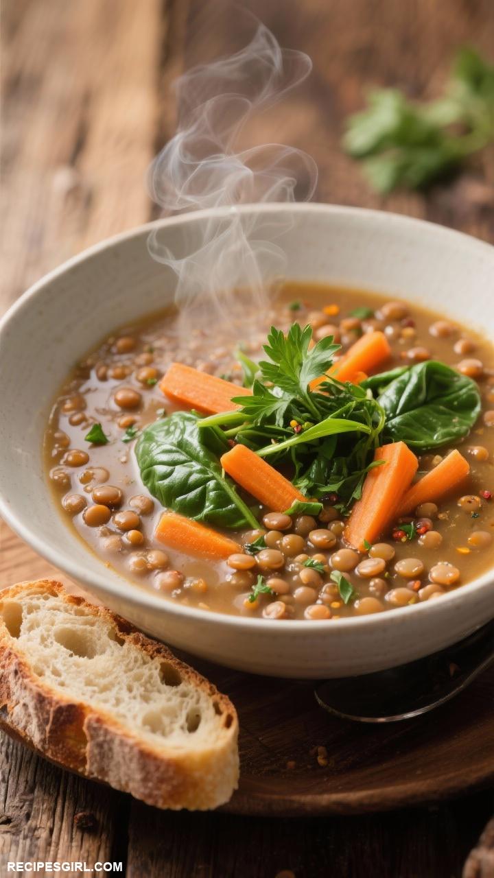 lunch ideas Lentil Soup with Spinach and Carrots