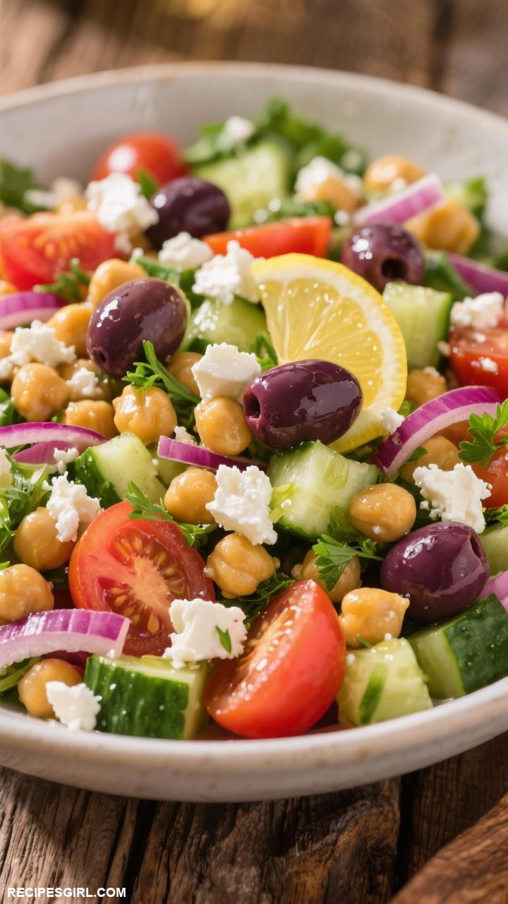 lunch ideas Mediterranean Chickpea Salad with Feta and Olives