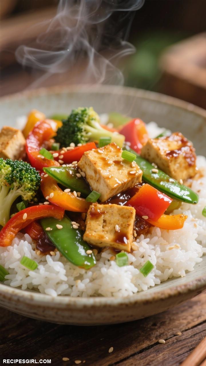 lunch ideas Vegetable Stir Fry with Tofu and Rice